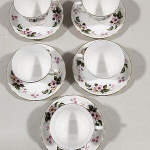 Queen Ann Tea Cup and Saucer Set with Pink Floral Pattern